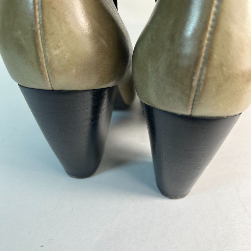 Miz Mooz Women's Louise Light Olive Taupe Leather Spats-Style Ankle Boots Size 7 - Picture 5 of 13